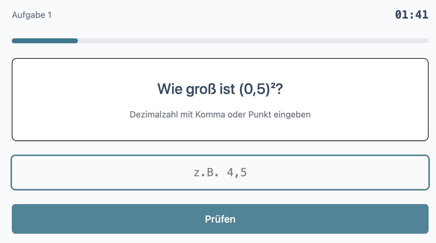 Mathe-Drill in einer active-studying Lernplattform